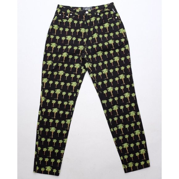 Y2K Gianni Versace Jeans Couture jeans 48 US 10 Palm Tree black print